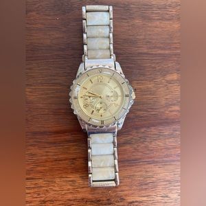 Gold plated and bone metal watch